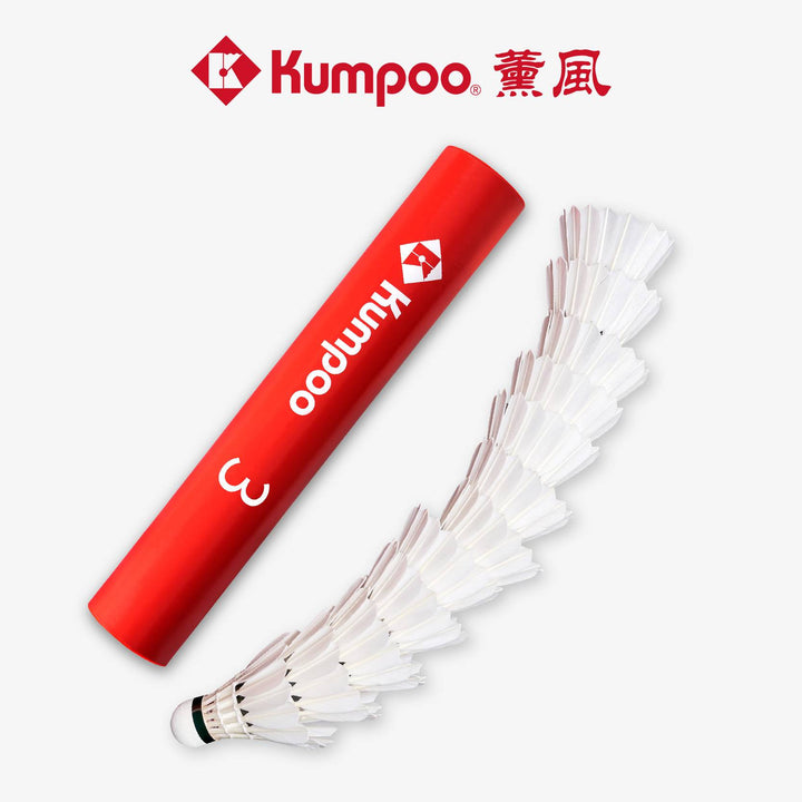 KUMPOO 12 PCS NO.3 Badminton Duck Feather Badminton Shuttlecock