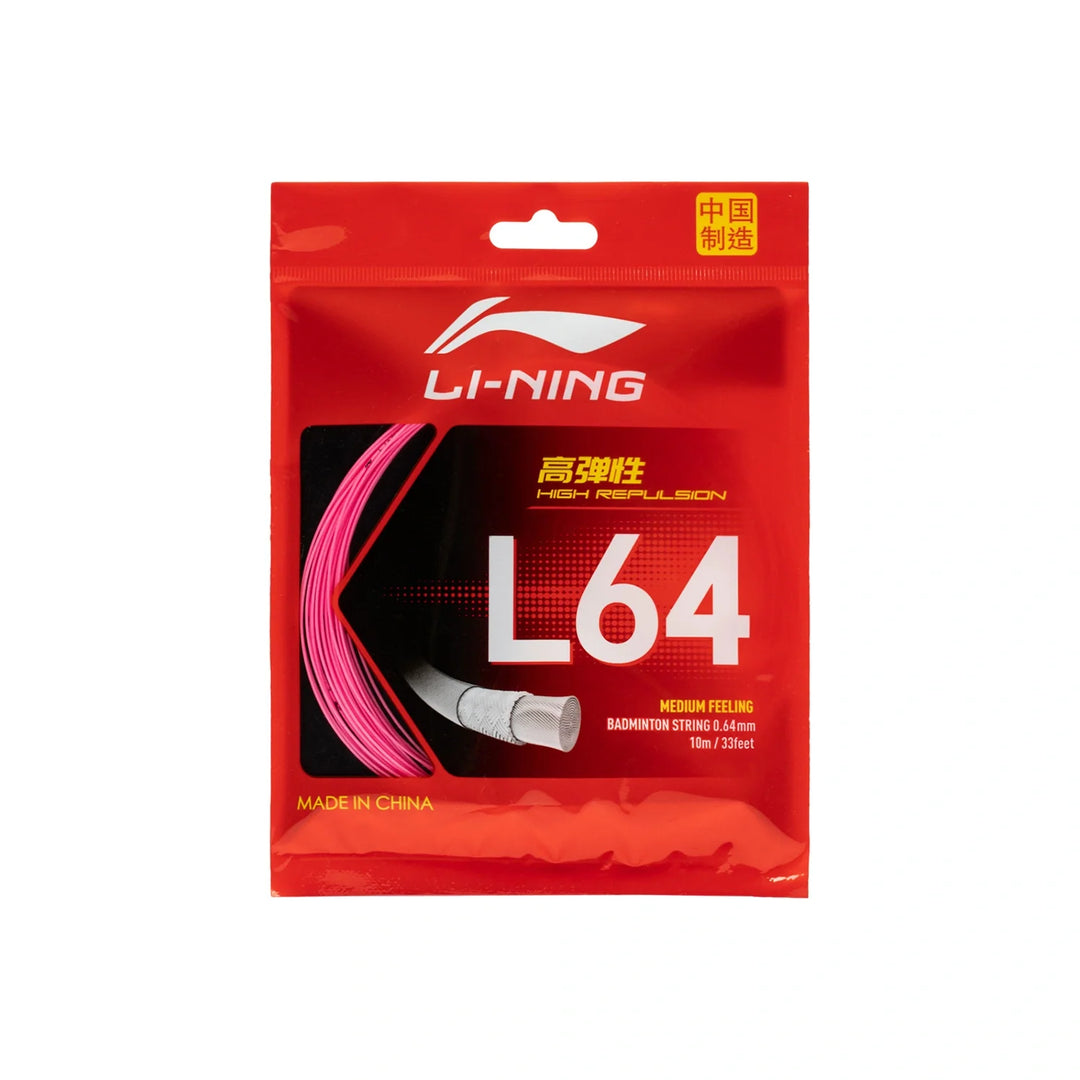 Li-Ning L64 Badminton String - 0.64 mm - Neon Radiant Pink (AXJU011-6) - Colour reference