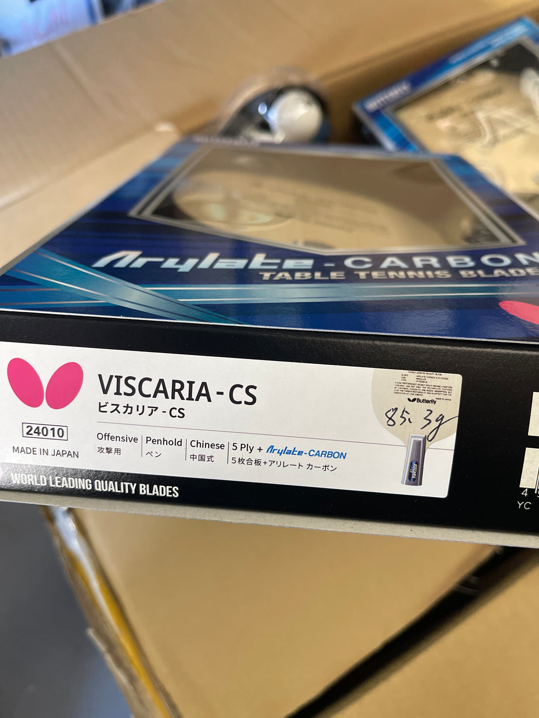BUTTERFLY24010,30041 Arylate-Carbon Viscaria Table Tennis Blade Arylate-Carbon 5-Plywood