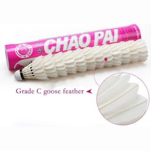 CHAOPAI 12 PCS Deeppink Chao Pai Goose Feather Badminton Shuttlecock