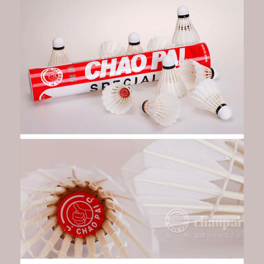 CHAOPAI 12 PCS Red Chao Pai BWF Approve Goose Feather Badminton Shuttlecock