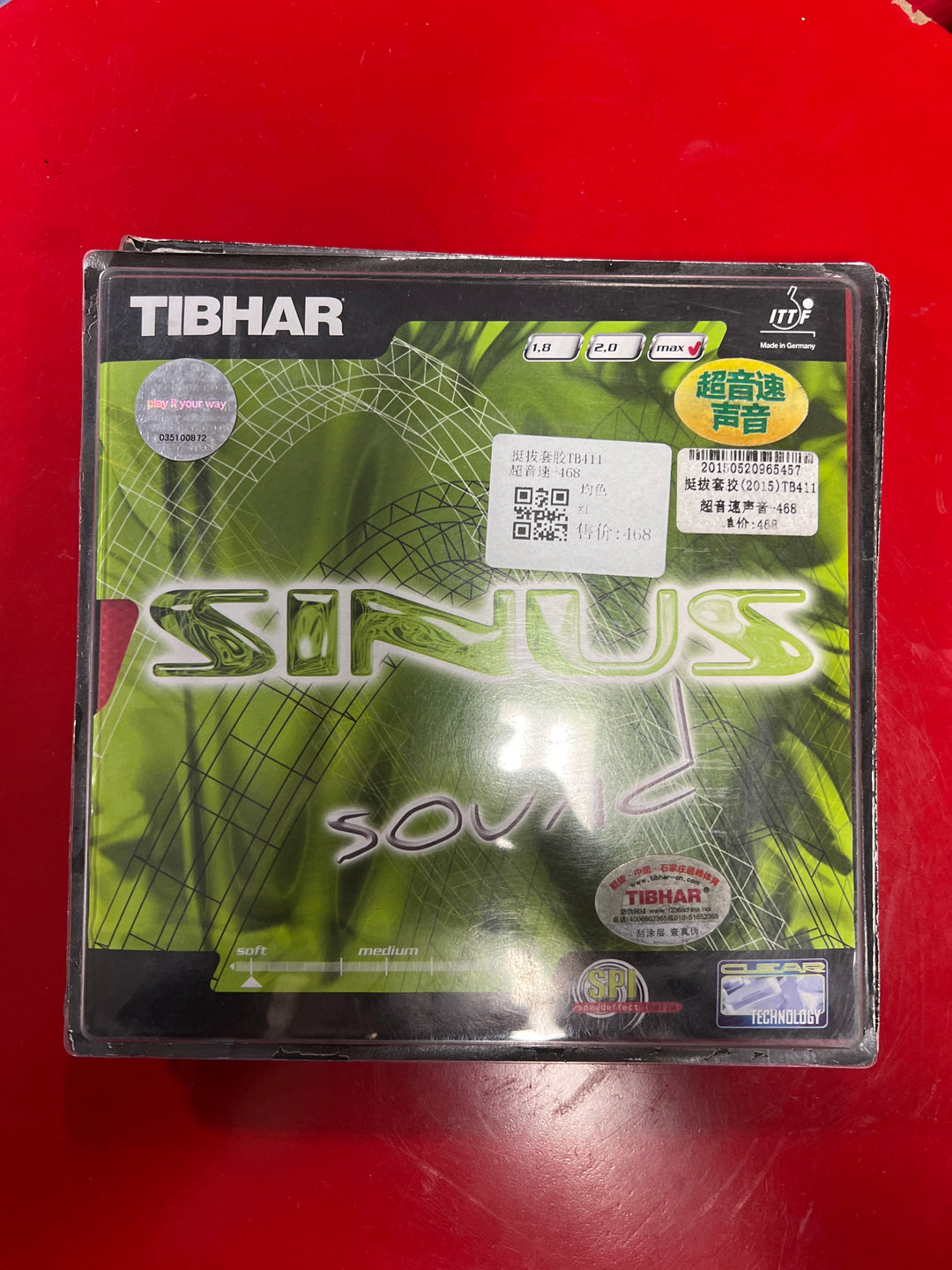 Tibhar Sinus Sound Table Tennis Rubber - Red