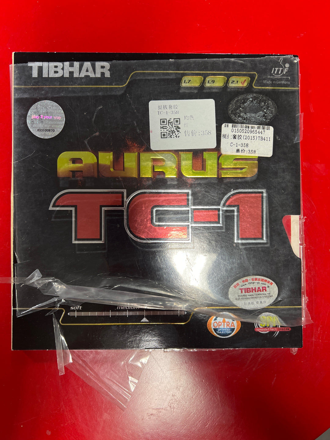 TIBHAR AURUS TC-1 Table Tennis Rubber 2.1 Red