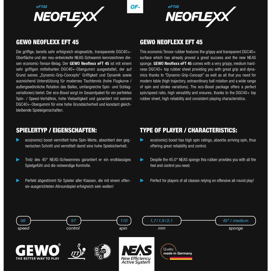 GEWO NEOFLEXX eTF45 48 Table Tennis Rubber
