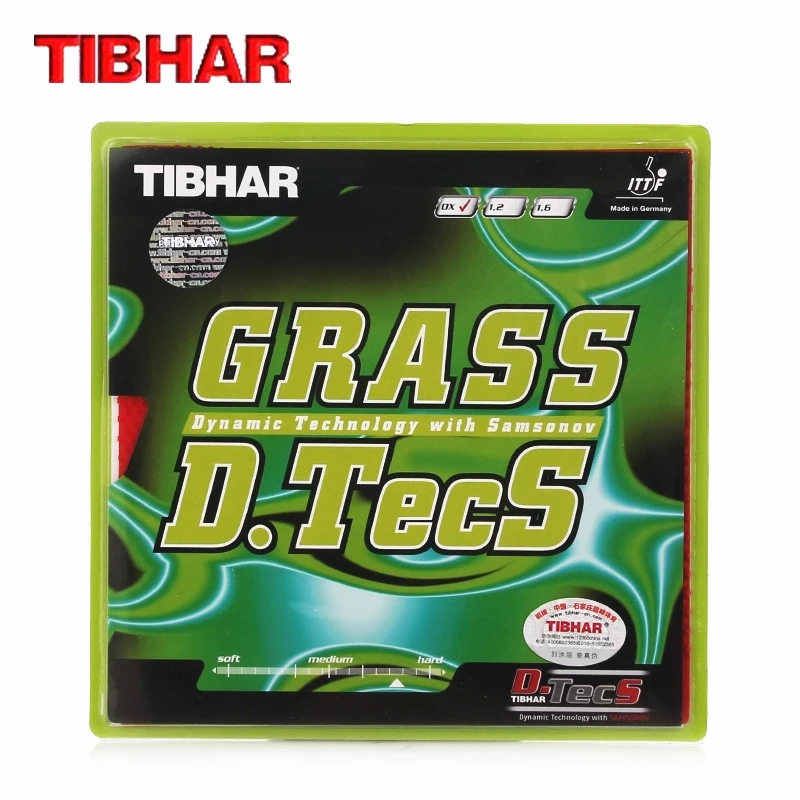 TIBHAR GRASS D.TECS Table Tennis Rubber Long Pimples - Red product image - Tibhar table tennis rubber