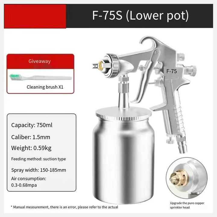 Pneumatic Paint Spray Gun – 400ml Top Cup, High Atomization, Model F75G