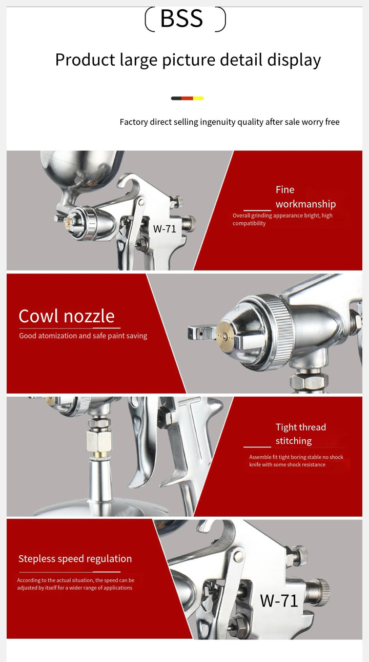 Pneumatic Paint Spray Gun – 400ml Top Cup, High Atomization, Model F75G