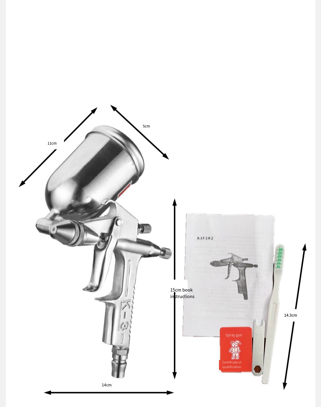 Mini Air Spray Gun – Aluminum, 0.5mm Nozzle, 125ml, Car Paint Repair, Model K3