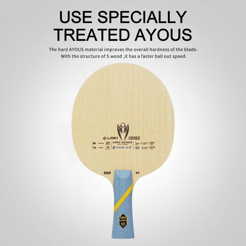 LOKI K5 5-Layer Solid Wood Table Tennis Blade