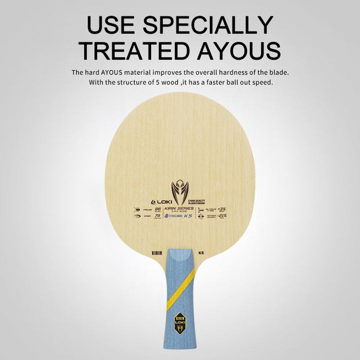 LOKI K5 5-Layer Solid Wood Table Tennis Blade
