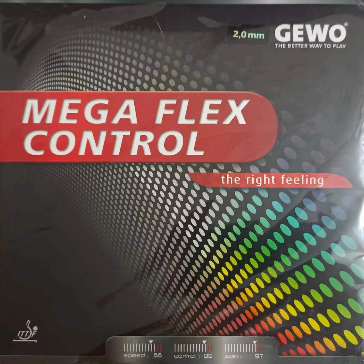 GEWO Mega Flex Control Table Tennis Rubber - Black product image - GEWO table tennis rubber