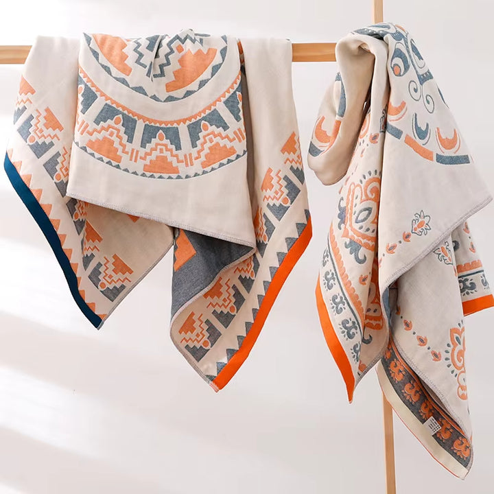 Cotton Gauze Bath Towel – 4-Layer Cotton, Soft, Absorbent, Breathable, Quick-Dry, Lint-Free for Adults