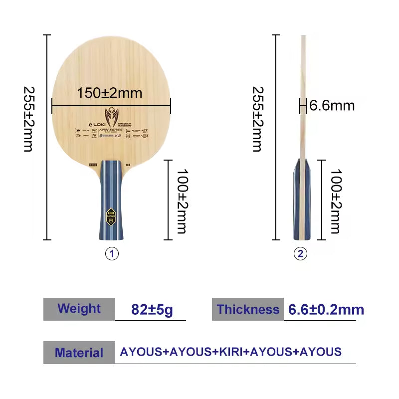 LOKI Loki K2 High Control Performance Table Tennis Blade