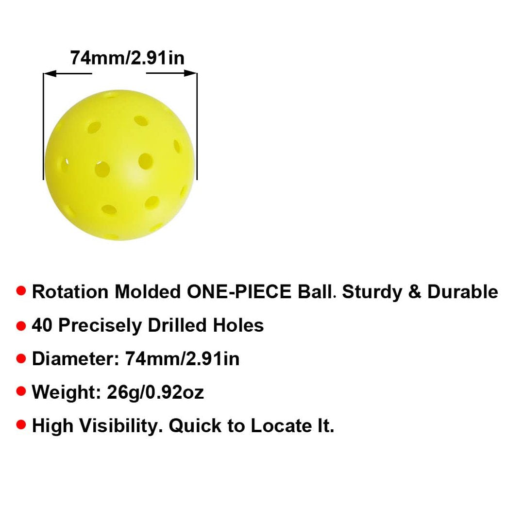 40-Hole Rotomolded One-Piece Pickleball - Tournament-Grade with Smooth Surface & Uniform Structure