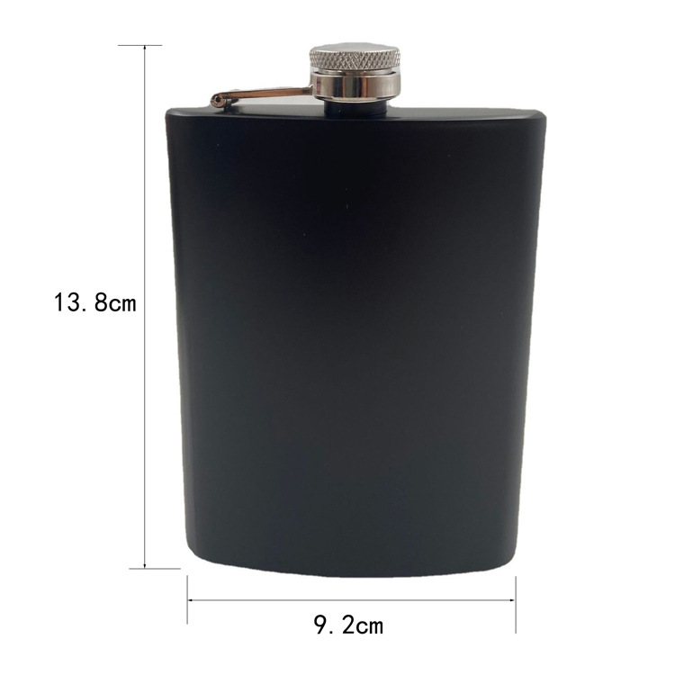 8 oz Black Enamel Stainless Steel Hip Flask - Portable Outdoor Whiskey Flask for Camping & Travel (Wholesale)