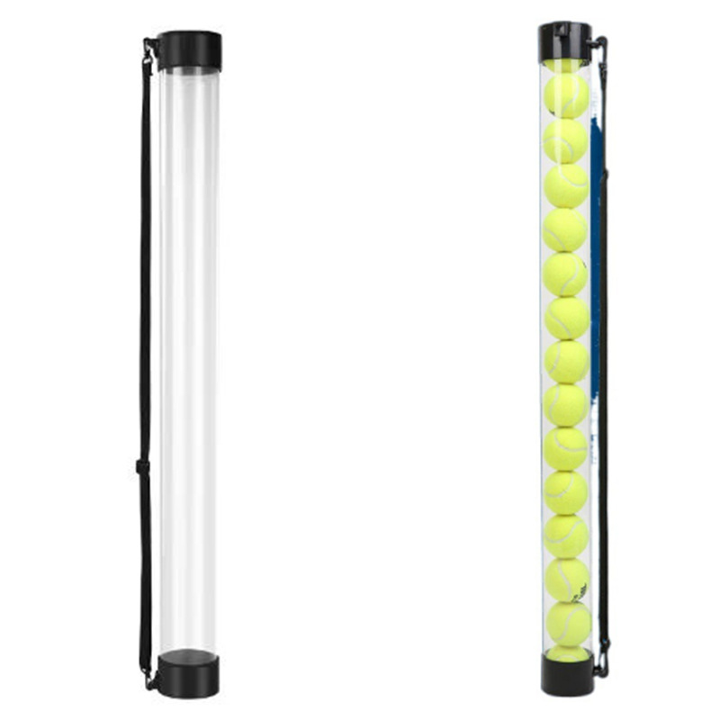 SPP Portable Tennis Ball Tube Pickup with Shoulder Strap Clear PC Material Holds 12/15/18 Balls Court &amp; Home Use