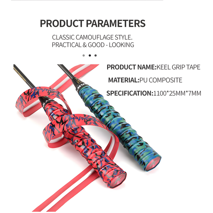 SPP Camouflage Memory Keel Racket Grip Anti Slip Super Absorbent Tennis, Badminton, Pickleball Overgrip Grip