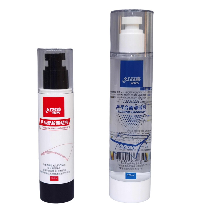 DHS Table Tennis Rubber Back To Sticky Ball Table Cleaning Agent Set
