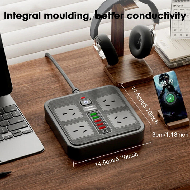 Surge Protector Power Strip – 4 Outlets, USB-A & USB-C Ports, Individual Switches