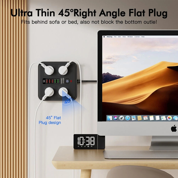 Surge Protector Power Strip – 4 Outlets, USB-A & USB-C Ports, Individual Switches