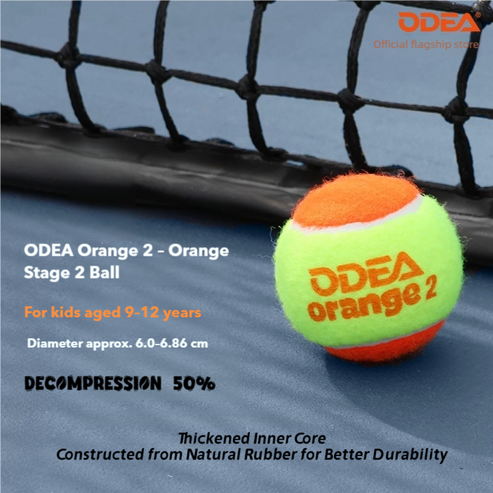 ODEA Stage 2 ORANGE 48 PCS Children Beginners Tennis Balls Low Compression Slower Speed