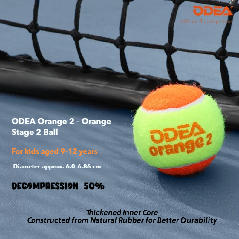 ODEA Stage 2 ORANGE 48 PCS Children Beginners Tennis Balls Low Compression Slower Speed