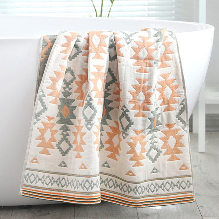 Cotton Gauze Bath Towel – 4-Layer Cotton, Absorbent, Quick-Dry, Large Size for Men & Women