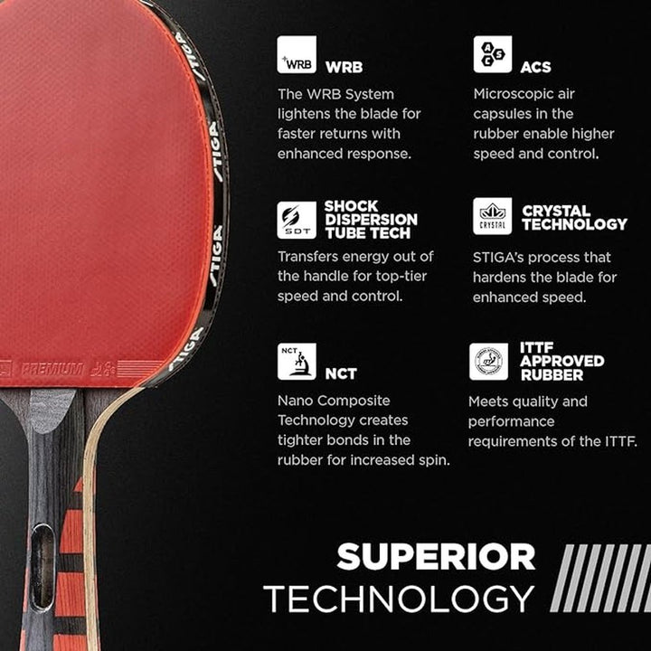STIGA 3 STAR Table Tennis Bat 7 Layers wooden（Dynamic/Touch/Effect)Hollow Handle