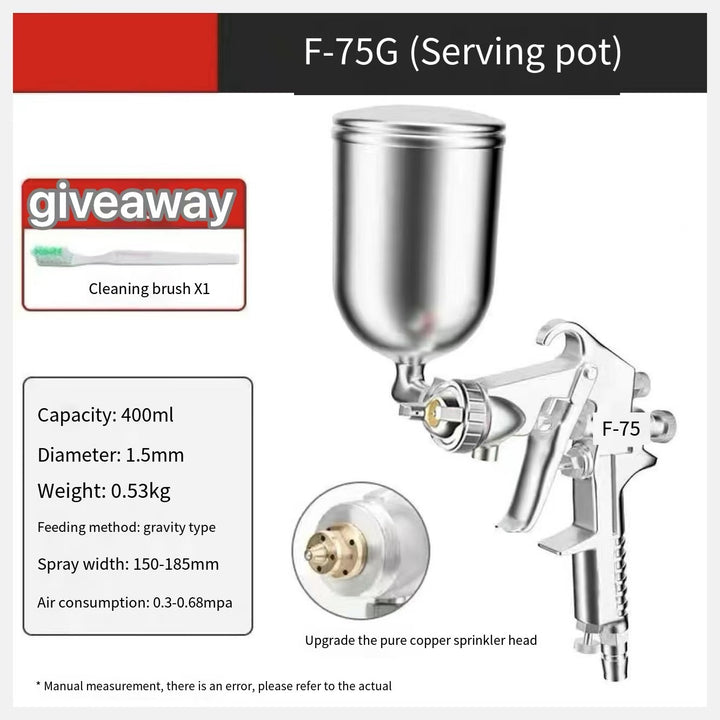 Pneumatic Paint Spray Gun – 400ml Top Cup, High Atomization, Model F75G