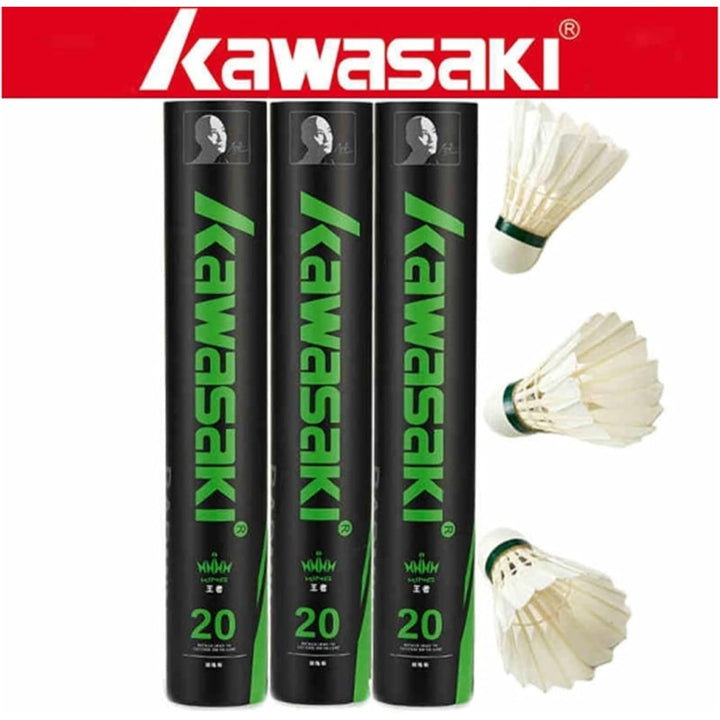 Kawasaki 12-Pack Intact Dack Feather Badminton Shuttlecocks with High Stability, Profession Badminton Balls Model 20 Speed 78