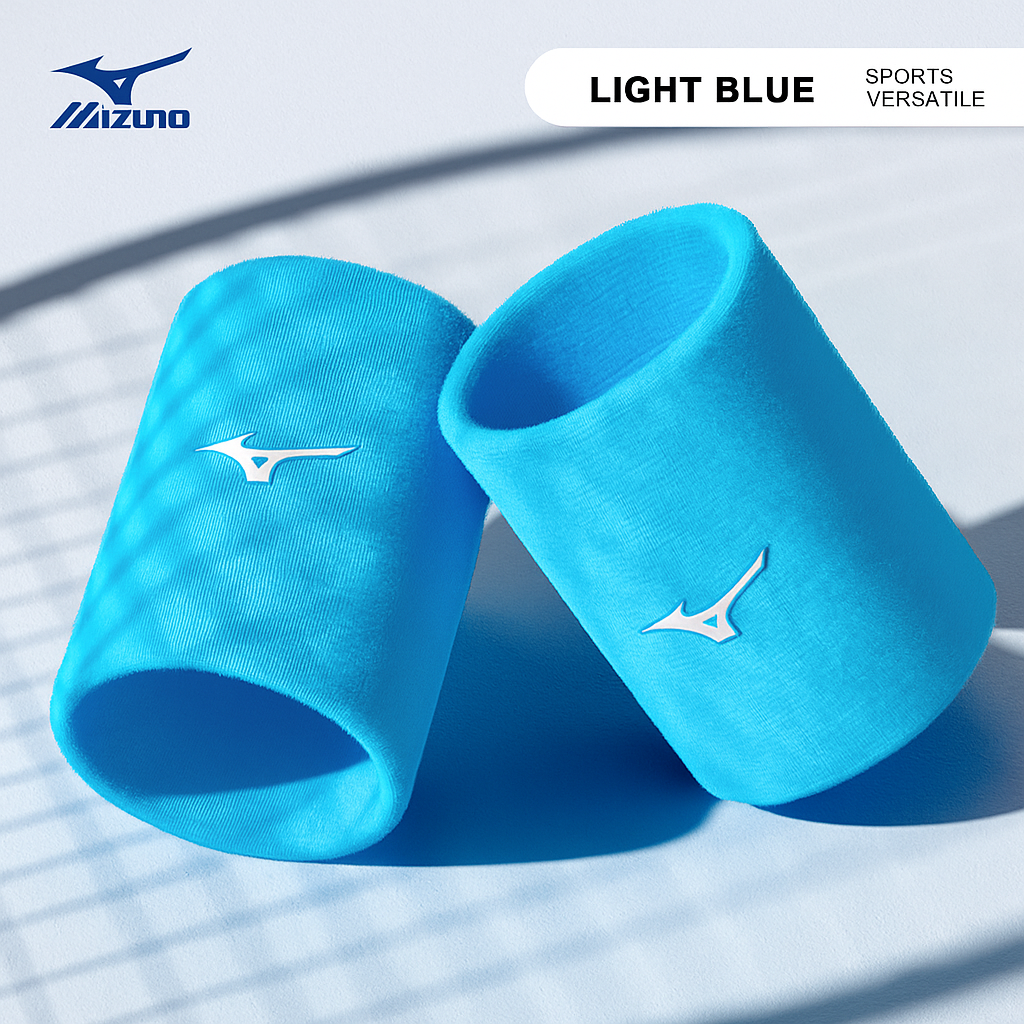 Mizuno Wristband - Sports Wristband for Badminton, Tennis, Basketball, Sweat-Absorbent Wipes