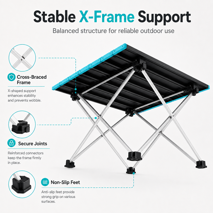Portable Folding Camping Table, Lightweight Aluminum Roll‑Up Camp Table with Carry Bag, Small… – view 11