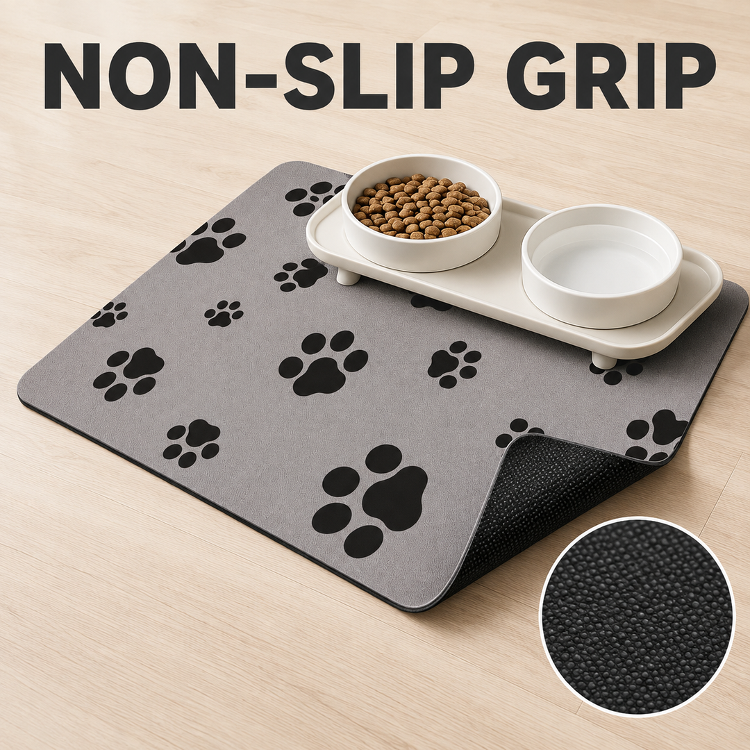 Pet Feeding Mat for Dog Cat, 80x50cm Non‑Slip Quick Dry Pet Food Water Bowl Mat, Waterproof Easy Wipe Clean Pet Placemat