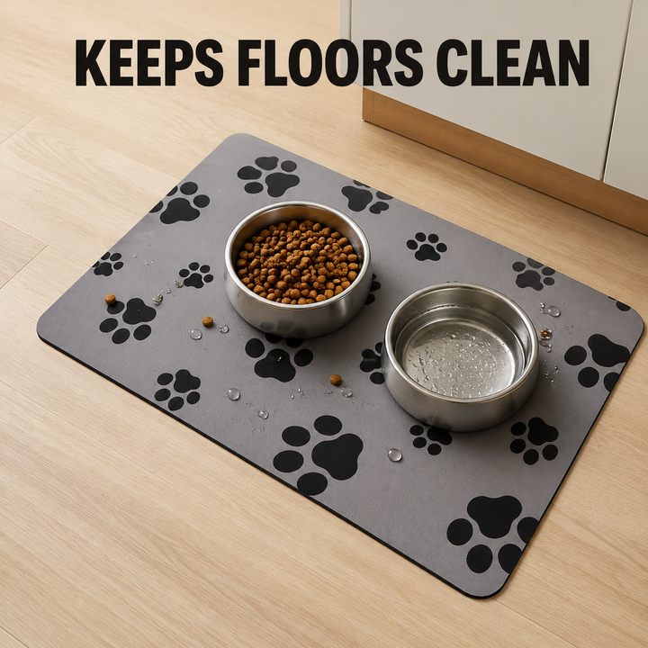 Pet Feeding Mat for Dog Cat, 80x50cm Non‑Slip Quick Dry Pet Food Water Bowl Mat, Waterproof Easy Wipe Clean Pet Placemat