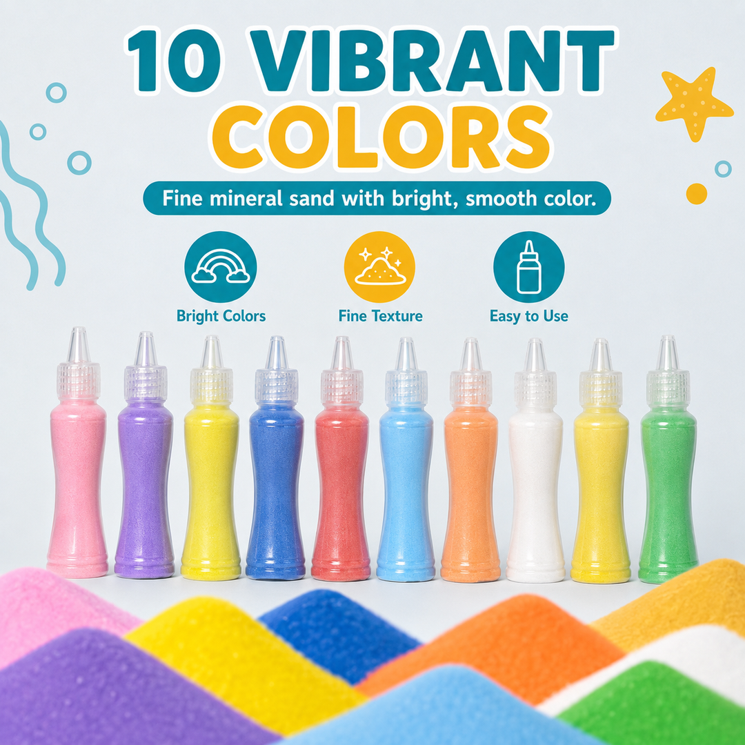 Kids Sand Art &amp; Transfer Craft Kit – 10 Colors &amp; 10 Animal Cards