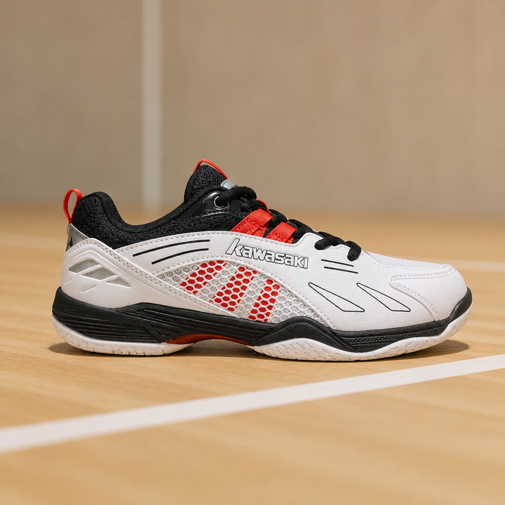 Kawasaki K1B51-B3326 Black Blue badminton shoes Image 2 side profile commercial photo