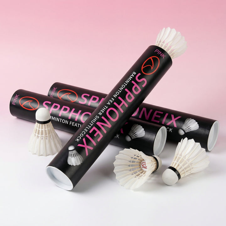 SPPHONEIX Pink Badminton Shuttlecocks  Goose Feather 12PCS （King Durability）ou