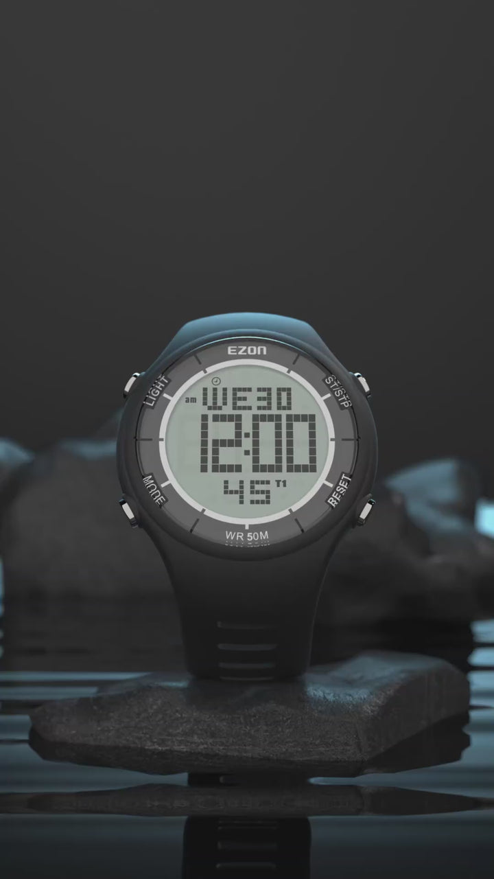 EZON 5ATM Waterproof Digital Sports Watch – Pedometer,  Tracker, Stopwatch, Fitness Watch L008