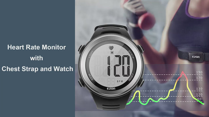 EZON T007 Heart Rate Monitor Watch | Waterproof Fitness Tracker with Stopwatch Hourly Chime