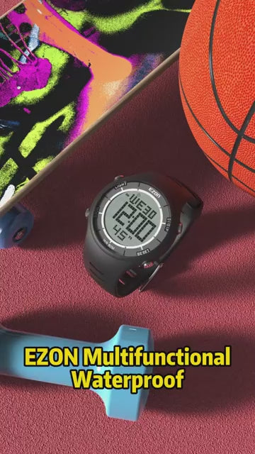 EZON 5ATM Waterproof Digital Sports Watch – Pedometer,  Tracker, Stopwatch, Fitness Watch L008