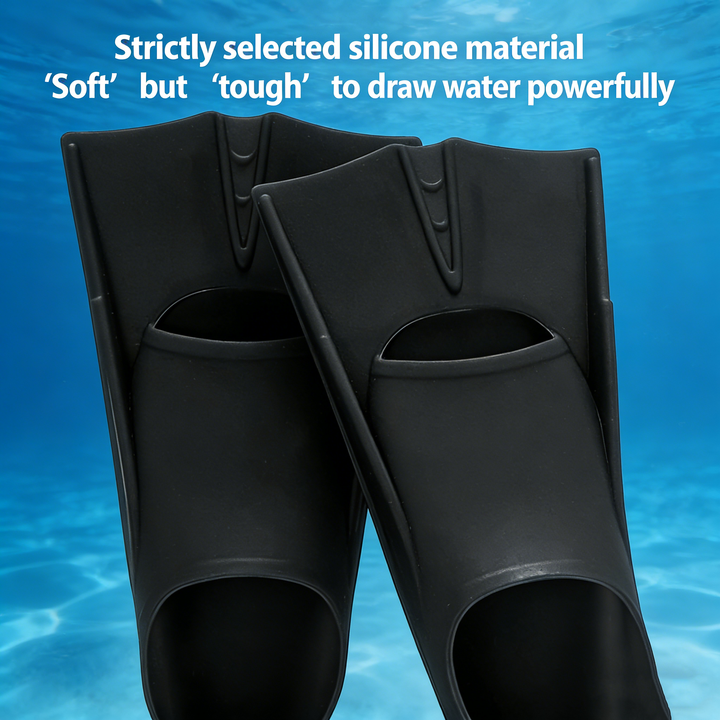 SPP Premium Short Black Swimming Flippers, Snorkeling Diving Training Fins for Adult Children F635