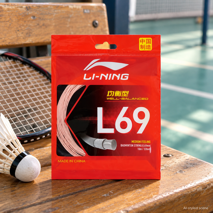 Li-Ning L69 Badminton String - 0.69 mm - AI-styled court-side supplementary scene (20261022)