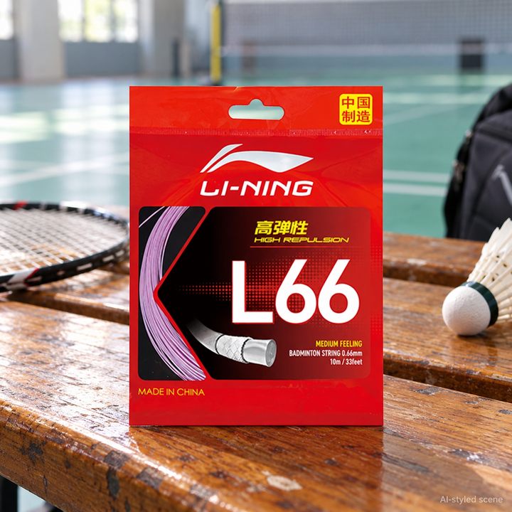 Li-Ning L66 Badminton String - 0.66 mm - AI-styled court-side supplementary scene (20261022)