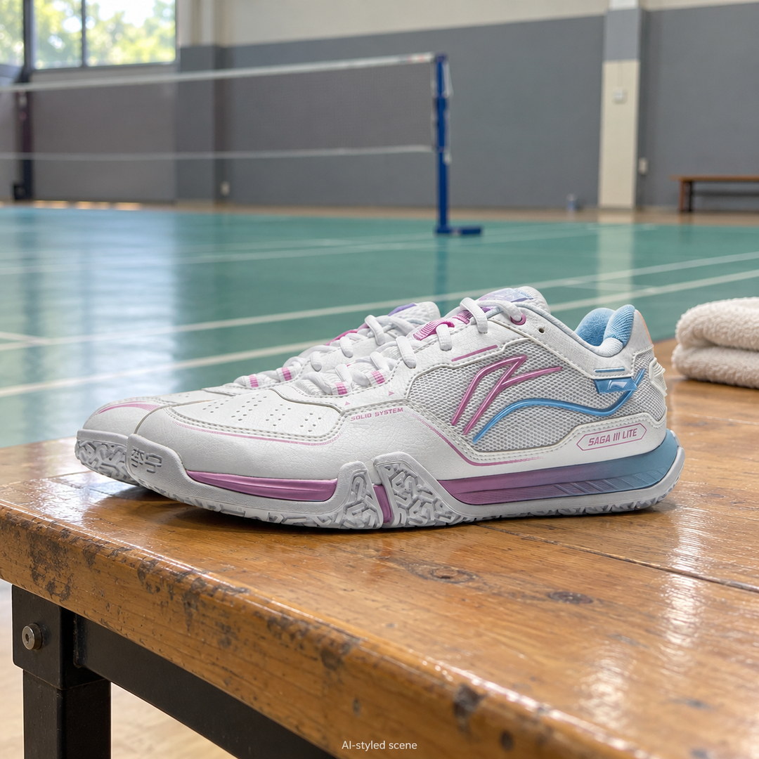 Li-Ning Saga III Lite Badminton Shoes - AI-styled court-side supplementary scene (20261022)