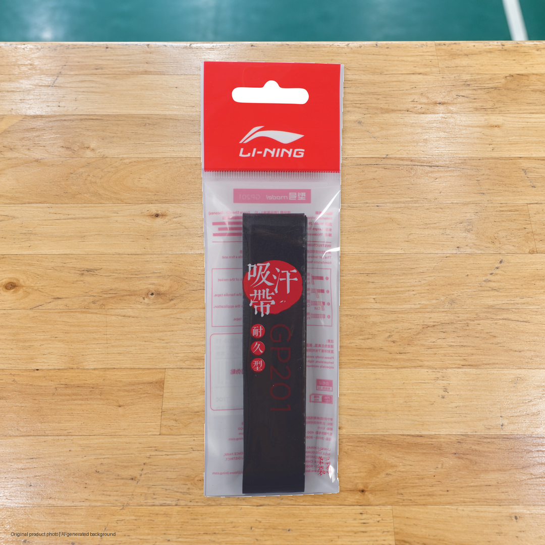 Li-Ning GP201 Badminton Overgrip - Single - original product photo with AI-generated background (pixel composite 20261022)