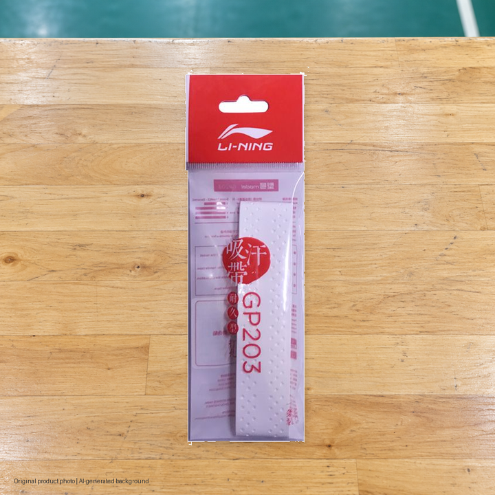 Li-Ning GP203 Badminton Overgrip - Single - original product photo with AI-generated background (pixel composite 20261022)
