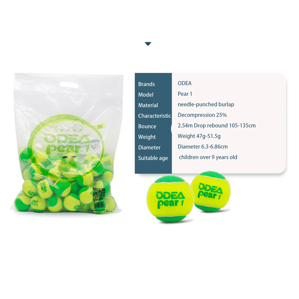 ODEA Stage 1 Green Children Beginners Tennis Balls Low Compression Slower Speed