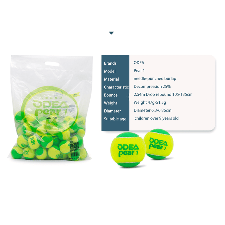 ODEA Stage 1 Green Children Beginners Tennis Balls Low Compression Slower Speed