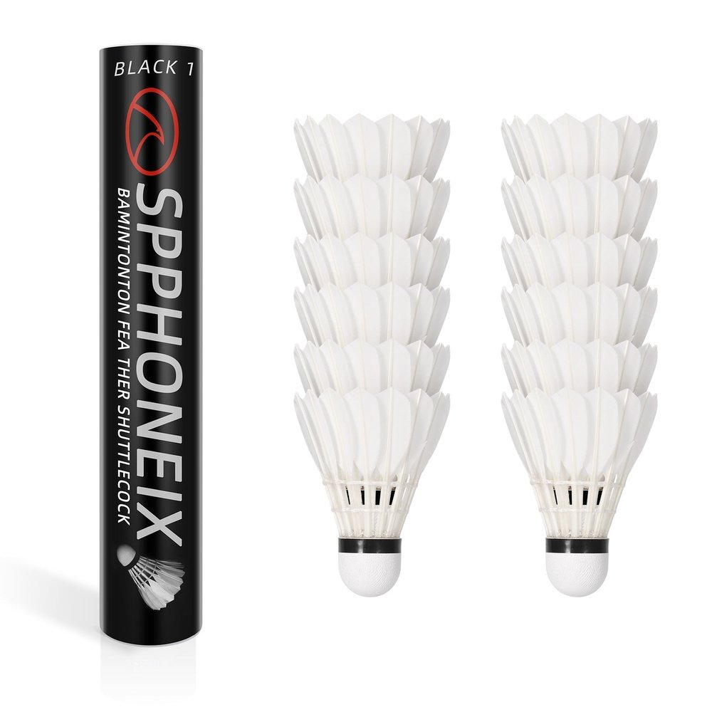 SPPHONEIX Black Badminton Shuttlecocks Gooes Feather (Tournament LEVEL)